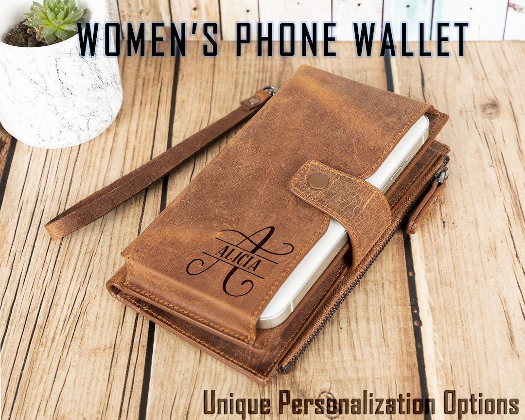Personalized Phone Wallet Women, Phone Wallet for Her Fits up to 6.9