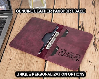 Funda de pasaporte de cuero hecha a mano: regalo de viaje personalizado