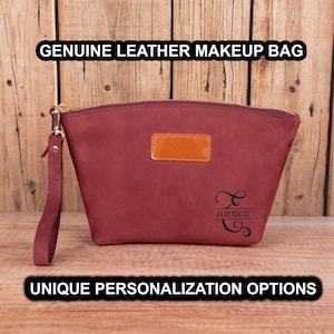 Personalized Leather Toiletry Bag: Handmade Travel Organizer, Zipper Pouch