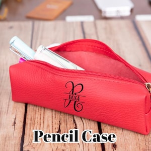 Leren etui voor mannen en vrouwen, gepersonaliseerd pennenbakje met naam, etui, unieke personalisatieopties, back-to-school-etui