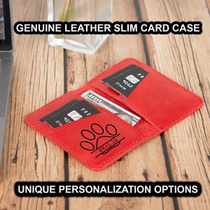 Slim Leather Wallet, Custom Engraved Slim Bifold, Gift for Husband, Dad, Boyfriend, or Groomsmen, Business Card Holder, Credit Card Case