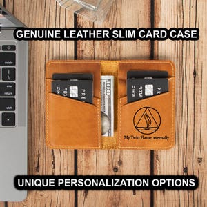 Slim Leather Wallet for Men, Personalized with Initials or Logo, Minimalist Wallet for Boyfriend, Husband or Dad, Thin Leather Wallet, Gift
