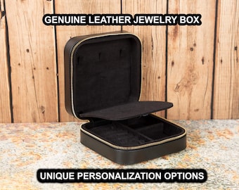 Handmade Leather Travel Jewelry Case: Velvet Lined Organizer