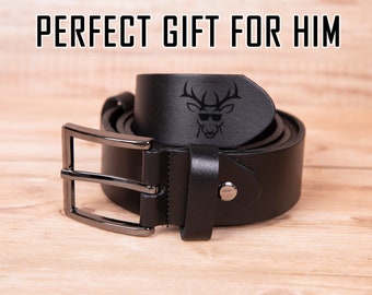 Personalized Full Grain Leather Belt for Men, Custom Name Belt Initial & Monogram Engraved Belt for Him or Dad