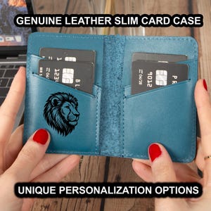 Custom Handmade Leather Wallet, Personalized Engraving Slim Bifold Design Card Case, Business Card Holder, Anniversary Gift, Wedding Gift