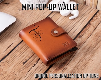 Leather Personalized RFID Wallet, 10 Card Capacity and Cash Compartment Leather Bifold Wallet, Unisex Metal Custom Credit Card Holder