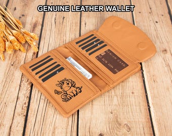 Personalized Women's Leather Wallet Long Clutch with Zipper Pocket and Card Holder