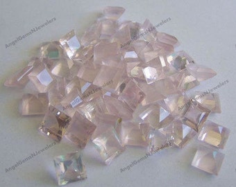 Natural Rose Quartz Square Faceted Cut 5X5MM To 10X10MM Loose Gemstone Free Shipping.