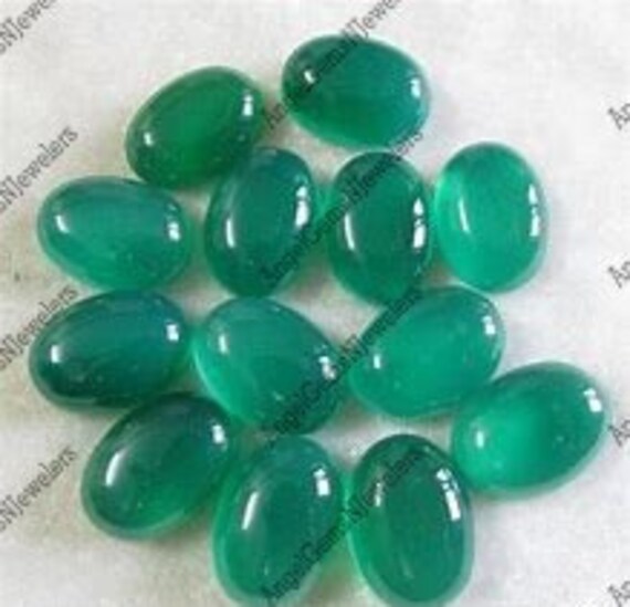 Oval Shape Natural Green Onyx Loose Gemstone 10x12mm To 18x25mm Oval Rose Cut 