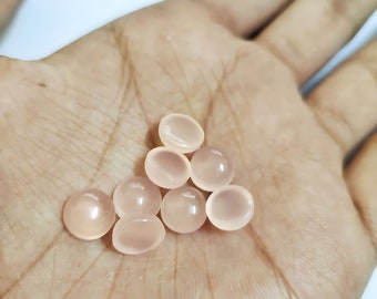 Natural Rose PInk Chalcedony Round Cabochon Calibrated Loose Gemstone 3,4,5,6,7,8,9,10,11,12,13,14,15,16, 18, 20, 22, 24, 25,26,28,30 mm