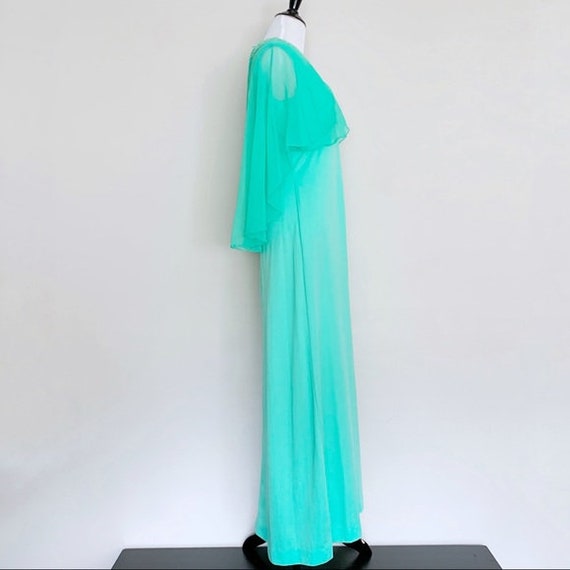 S/M | Vintage 1970's, 70s Mint Green Goddess Gown… - image 5