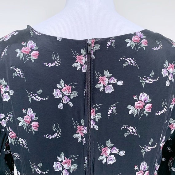 S | Vintage 1990s Black & Pink Floral Long Sleeve… - image 7