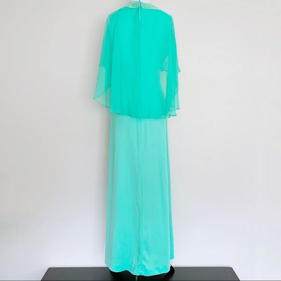 S/M | Vintage 1970's, 70s Mint Green Goddess Gown… - image 6