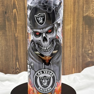 Las Vegas Raiders Football 20oz stainless steel drink tumbler