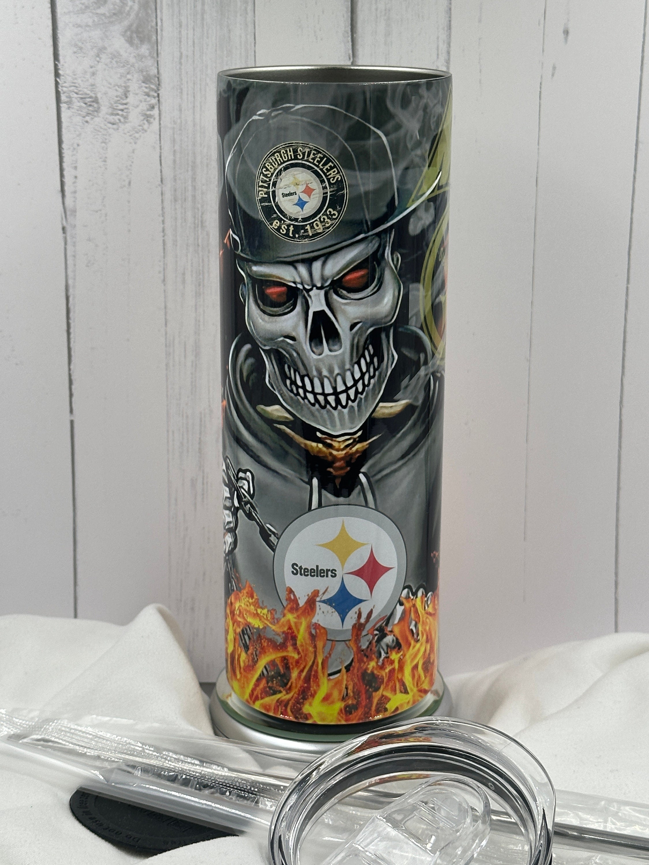 Pittsburg Steelers Skull 20oz and 30oz Sublimation tumbler wrap