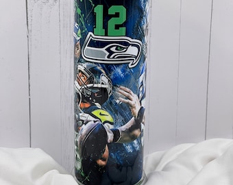 Seattle Seahawks inspired stainless steel drink tumbler