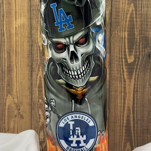 Los Angeles Dodger&#39;s Baseball Skull 20oz stainless steel drink tumbler