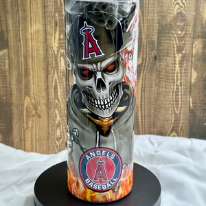 Las Angeles Angels Baseball Skull 20oz stainless steel drink tumbler
