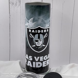 Las Vegas Raiders Football inspired 20oz stainless steel drink tumbler