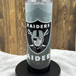 Las Vegas Raiders Football inspired 20oz stainless steel drink tumbler