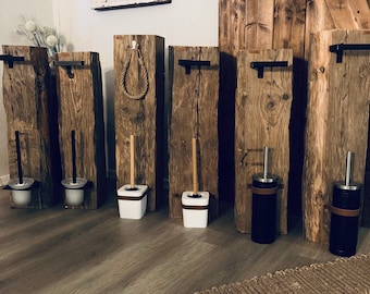 WC stand toilet paper holder bathroom accessories oak beam upcycling