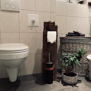 WC Ständer Toilettenpapierhalter Badezimmerzubehör Eichebalken upcycling Bild 5