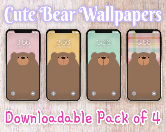 Cute Bear Wallpapers for Iphone Kawaii Simple Minimalist | Etsy