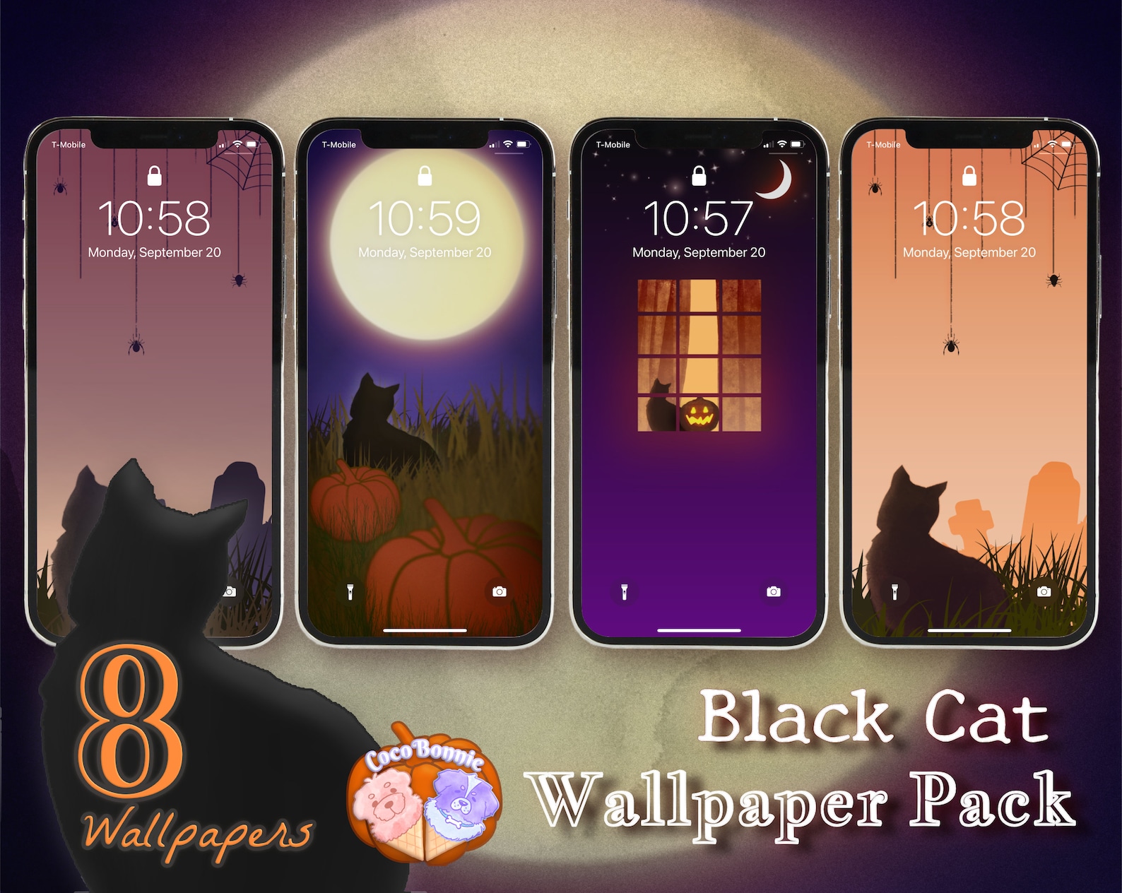 8 Phone Wallpapers • Spooky Black Cat | Halloween iPhone Lock Screen
