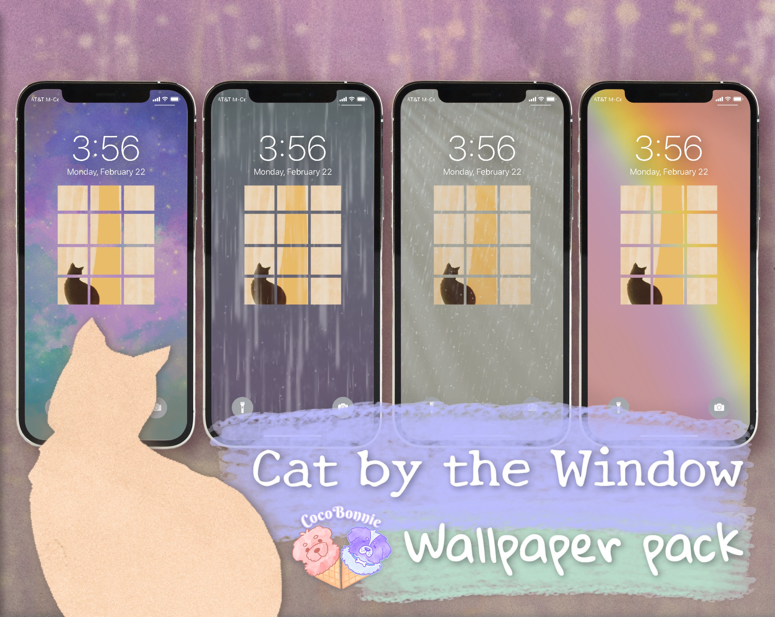 12 Phone Wallpapers • Cat by the Window | Minimal iPhone Lock Screen ...