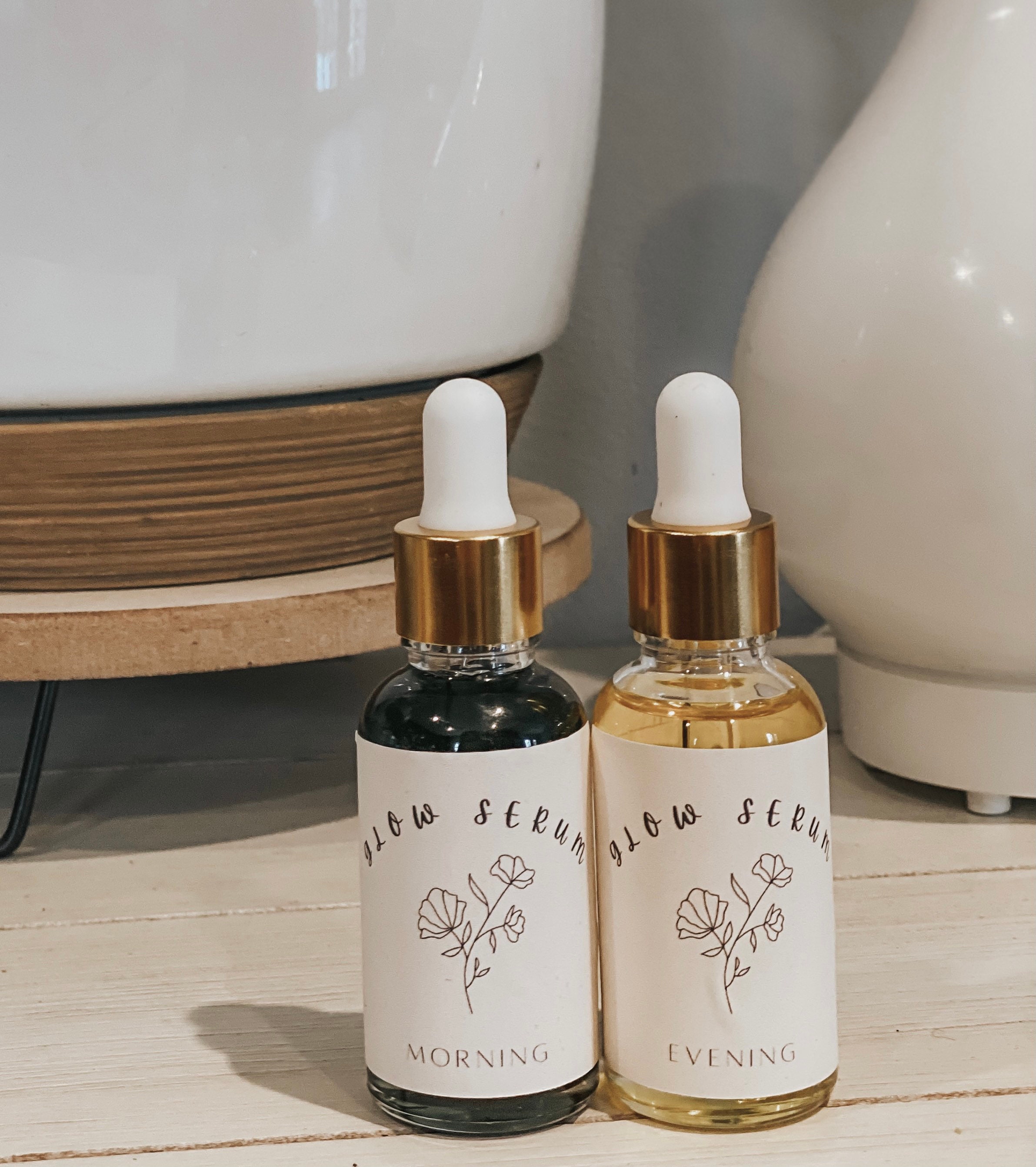 Morning & Evening Face Serum Set//1 oz each//made with Etsy