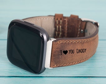 Correa de cuero marrón para Fitbit Versa/Sense: Correa personalizada