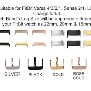 FitBit Watch Adapter & Connector , FitBit Versa 4 3 2 1 Sense 2 1, Charge 6 5 4 Buckle Compatible with 18mm 20mm 22mm spring bars included zdjęcie 10