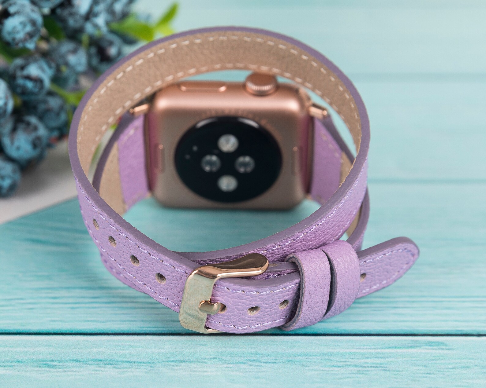 Purple Genuine Leather Apple Watch Band Etsy UK