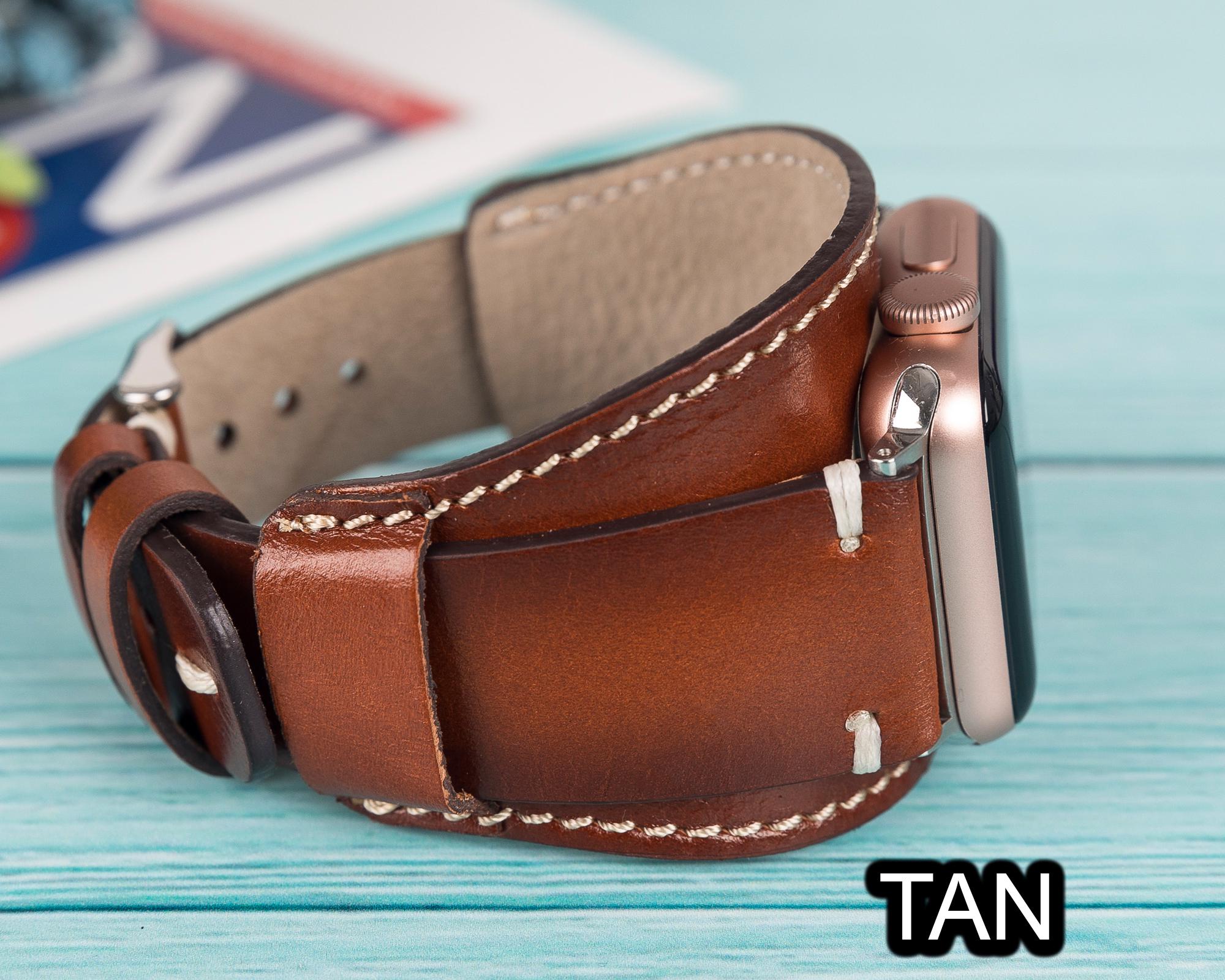 Leather Apple Watch Cuff Band for Series Ultra 3-ultra 2-11-10-SE ...