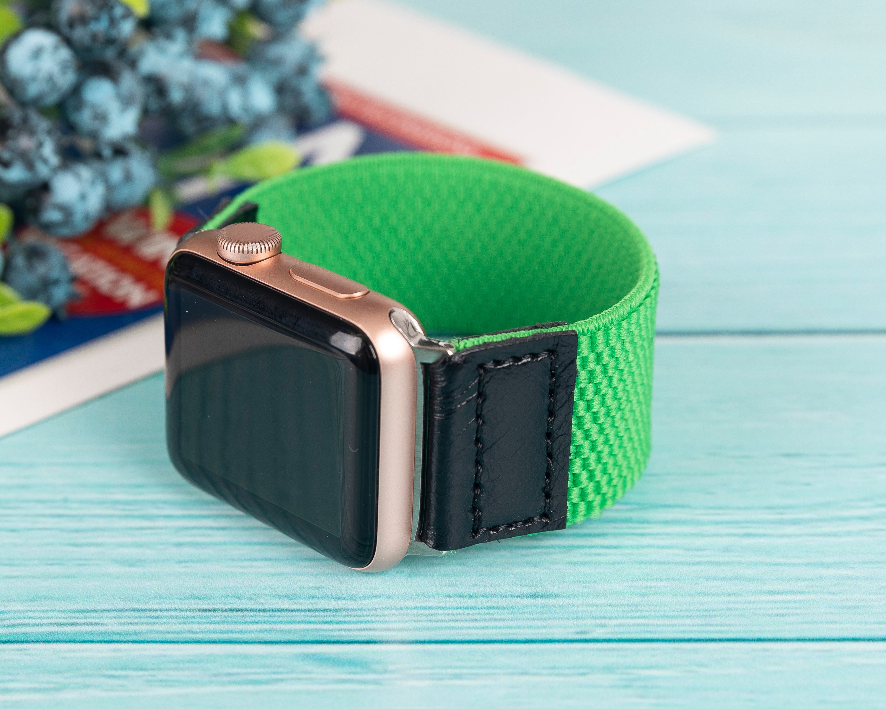 Green Elastic Apple Watch Band 38mm 40mm 42mm 44mm Unisex Etsy