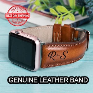 Leather Apple Watch Band, iWatch Ultra 2, 10, 9, 8, SE Leather Strap, Personalized Gift, Apple iWatch Band, Apple Arm Band, Wedding Gift