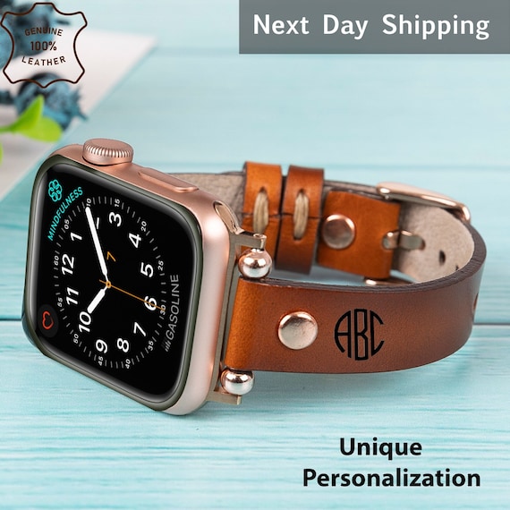 Beaded Leather Apple Watch Band Gift Women, Slim Design iWatch Band 38 40mm 41mm 42mm 44mm 45mm 46mm 49mm Series 11 10 9 8 7 SE ULTRA 1 2 3