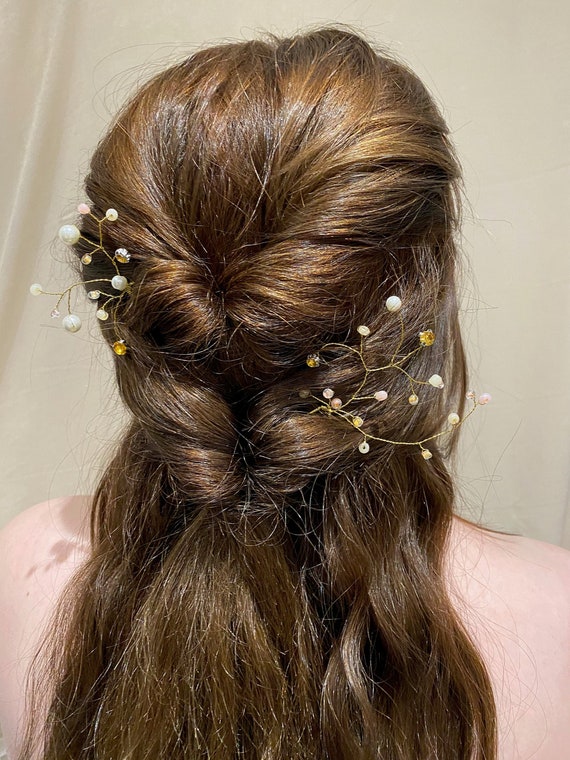Gold and Cream Hair Accessories Set Ivory and Co Serenade Gold Statement Crystal Spray Wedding  main image 3
