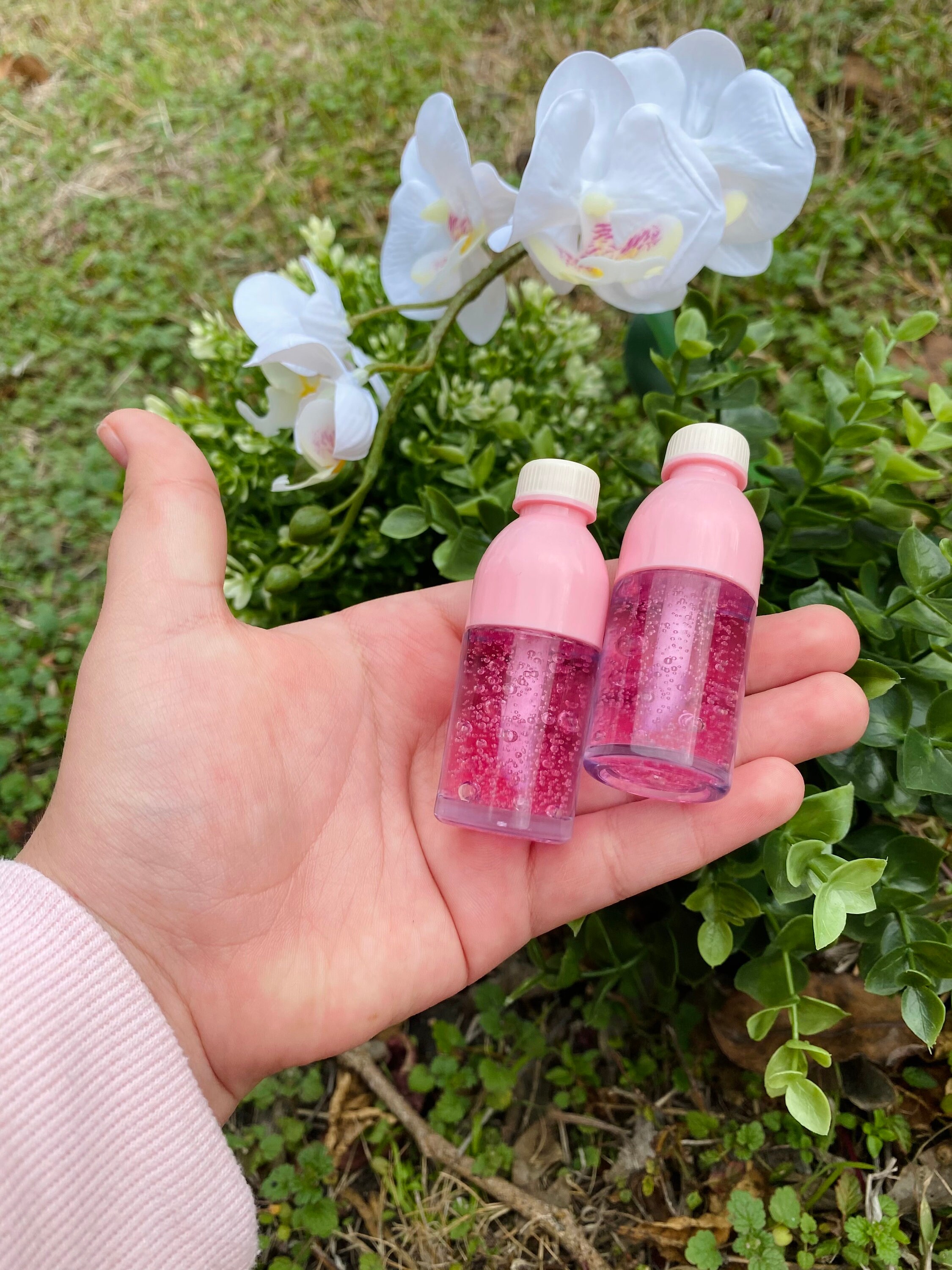 Cute pink bottle lip gloss Etsy