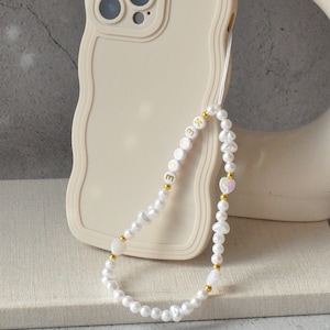 Personalized Pearl Phone Charm Strap: Custom Beaded Name Chain