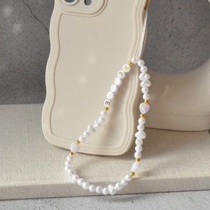 Aangepaste parel telefoonbedelriem, gepersonaliseerde kralen telefoonsleutelkoord