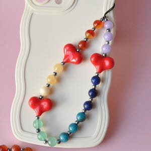 Chunky Heart Gemstone Phone Charm: Healing Crystal Strap