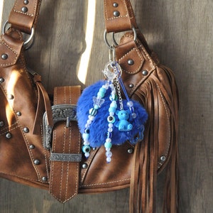 Amuleto para bolso con forma de corazón azul esponjoso/Amuleto para bolso con forma de ojo malvado personalizado/Accesorio para bolso con llavero personalizado/Etiqueta para bolso con buenas vibraciones/Regalo de San Valentín