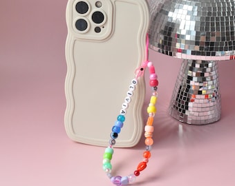 Rainbow Phone Charm Strap | Personalised Name | Y2K Phone Chain | Christmas Gift Idea