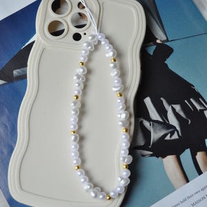 Pearl Phone Strap | Custom Bead Phone Strap | Pearl Personalised Phone Charm | Bridesmaid Gift | Bride Accessory