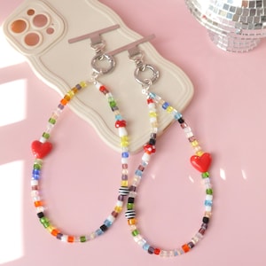 Colorful Glass Beaded Phone Charm: Personalized Y2K Phone Strap