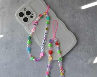 Fruit Beaded Phone Charm, Custom Phone Lanyard
