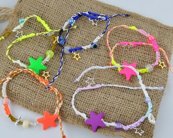 Braided Anklet Bracelet | Neon Ankle Bracelet |  Stacking Bracelet | Braided Handmade Anklet