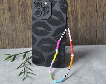 Rainbow Beaded Phone Charm | Custom Name Phone Charm  Strap |Glass Bead Phone Accessory