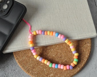 Y2K Beaded Phone Charm Strap: Personalized Pastel Accessory